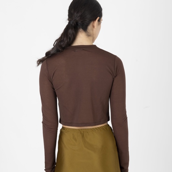NWT $200 Soeur Brown Barbara Sheer Cropped Cardigan Size 36/US 4 - Picture 2 of 9